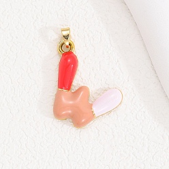 Letter W Подвески из эмали и сплава, буквенное очарование, золотые, Буква W, 24.5x20x4 мм, отверстие : 3.5x2.5 мм