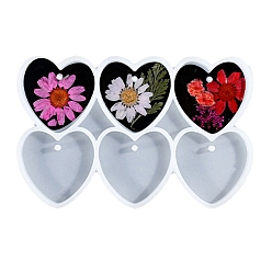 Сердце DIY силиконовые формы кулон, формы для литья смолы, для уф-смолы, изготовление ювелирных изделий из эпоксидной смолы, белые, сердце, 73x114x7.5 мм, отверстие : 3 мм, внутренний диаметр: 34.5x35.5 мм