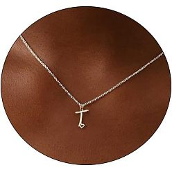 Letter T Модные латунные ожерелья с подвеской в виде сердца для женщин, платина, Письмо T, 16.54 дюйм (42 см)