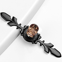 Сэнди Коричневый Цинковый сплав и k9 ручка ящика с черепом из хрусталя, с винтами, шкаф тянет ручки для ящика, аксессуары для дверных ручек, Хэллоуин тема, электрофорез черный, песчаный коричневый, 118 мм