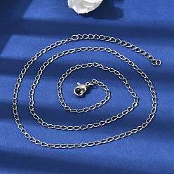 Нержавеющая Сталь Цвет 2мм женские 304 цепочки из нержавеющей стали, не тускнеет, цвет нержавеющей стали, 17.83 дюйм (45.3 см)