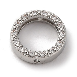 Платина Стойка из латуни с покрытием из кубического циркония с бусинами в рамке, без кадмия и без свинца, долговечный, круглые кольца, платина, 11.5x3.5 мм, отверстие : 1 мм