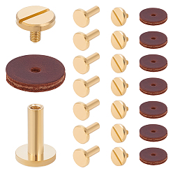 Сиена Набор гвоздей из латуни с заклепками, с прокладками из коровьей кожи, плоско-круглые, цвет охры, 14x10 мм, отверстие : 2.5 мм