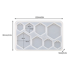 Шестиугольник Силиконовые формы для подвесок своими руками, формы для литья смолы, для уф-смолы, изготовление изделий из эпоксидной смолы, шестиугольник, 90x153x5 мм