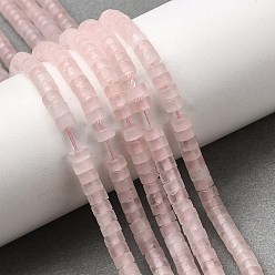 Розовый Кварц Природного розового кварца нитей бисера, диск, Heishi бусы, 4x2.5 мм, отверстие : 0.8 мм, около 159 шт / нитка, 14.84~14.88'' (37.7~37.8 см)