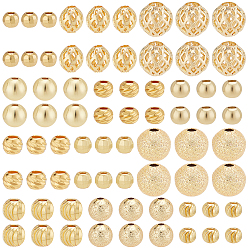 Настоящее золото 18K 120шт. 12 стили латунные и сплавные разделительные бусины, круглые, реальный 18 k позолоченный, 3.5~8x3~7.3 мм, отверстие : 2~6 мм, 10 шт / стиль