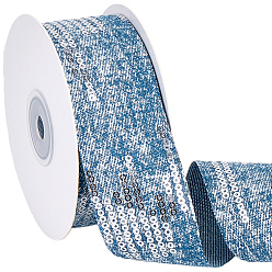 Стально-синий Полиэфирная лента, с блестка, аксессуары для одежды, стальной синий, 1-5/8 дюйм (40 мм), около 10.00 ярдов (9.14 м) / рулон