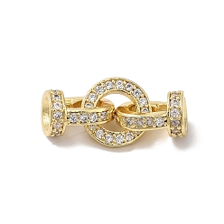 Настоящее золото 18K Реечное покрытие латунь микро паве прозрачный кубический цирконий складные застежки, без кадмия и без свинца, долговечный, реальный 18 k позолоченный, 21 мм, отверстие : 4.5 мм