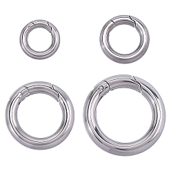 Color de Acero Inoxidable 4 piezas 4 estilos 304 anillos de resorte de acero inoxidable, o anillos, broche broches, color acero inoxidable, 12~24x2.5~4 mm, 1 pc / estilo