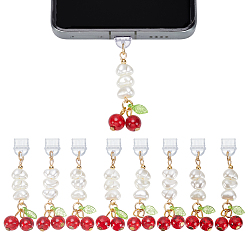 (52) Непрозрачная лаванда 10шт пластиковые мобильные пылезащитные заглушки, вишня, с подвесками из искусственного жемчуга из АБС-пластика, акрила, стекла и эмалевого сплава, золотые, разноцветные, 56 мм