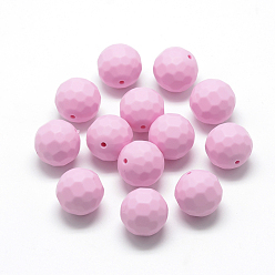 Бледно-Розовый Пищевые экологически чистые силиконовые бусины, жевательные бусины для чайников, DIY уход за ожерельем, граненые круглые, розовый жемчуг, 15.5 мм, отверстие : 1 мм