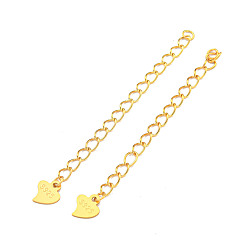 Настоящее золото 18K 925 удлинитель цепи из серебра, сердце, реальный 18 k позолоченный, 50 мм