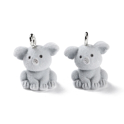 Koala Подвески из флористической смолы в форме животных, милые подвески в виде животных с железными петлями с платиновым покрытием, коала, 19x14x16 мм, отверстие : 2 мм
