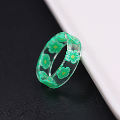 Средний Весенно-Зеленый Кольца из прозрачной пластмассы, цветок, средний весенний зеленый, внутренний диаметр: 16 мм