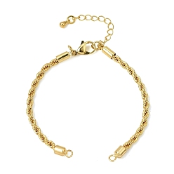 Golden Adjustable Braided Brass Rope Chain Bracelet Making for DIY Connector Findings, Golden, 6.50 inch(16.5cm), Hole: 2mm