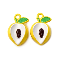 Peach Подвески из сплава краски для выпечки, фруктовые прелести, персик, 14.5x9.5x6 мм, отверстие : 1.4 мм