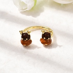 Олень Рождественские латунные эмалевые кольца-манжеты для женщин, долговечный, стойки покрытие, реальный 18 k позолоченный, олень, размер США 9 3/4 (19.5 мм)