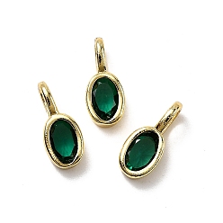 Grün Oval Messing Mikro pflastern Zirkonia Reize, Gestell, langlebig überzogen, cadmiumfrei und bleifrei, golden, grün, 12x5x4 mm, Bohrung: 3.5x2 mm