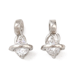 Платина Латунные микро проложить кубического циркония подвески, круглые, без кадмия и без свинца, стойки покрытие, долговечный, платина, 10x5.5x5 мм, отверстие : 1.8 мм