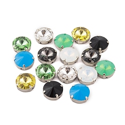 (52) Непрозрачная лаванда Шить на горный хрусталь, k 9 стеклянный страз, настройки латунных зубцов платинового тона, аксессуары для одежды, граненые, плоско-круглые, разноцветные, 18x9.5 мм, отверстие : 1.2 мм