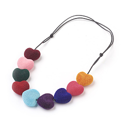 Leather Cowhide Leather Cord Bib Statement Necklaces, with Acrylic Beads, 5.6 inch~8.3 inch(14.3~21cm)