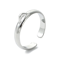 Real Platinum Plated SHEGRACE Adjustable Brass Ring Components, Loop Ring Base, Cadmium Free & Nickel Free & Lead Free, Real Platinum Plated, Hole: 1mm, Inner Diameter: 15.5mm