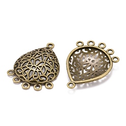 Античная Бронза Компонентов сплава люстры, без свинца и без кадмия, кулон в форме капли, античная бронза, 37x26.5x1.5 мм, отверстие : 2 мм