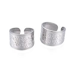 Нержавеющая Сталь Цвет Не тускнеет 304 кольцо-манжета из нержавеющей стали с узором «змея», массивное широкое кольцо для женщин, цвет нержавеющей стали, размер США 7 1/4 (17.5 мм)