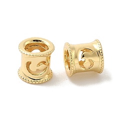 Настоящее золото 18K Латуни европейского бисера, трубка с цифрами 6, большое отверстие шарик, реальный 18 k позолоченный, 8x6.5 мм, отверстие : 4.5~5 мм