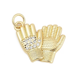 Настоящее золото 18K Латунные микро проложить кубического циркония подвески, перчатки чары, долговечный, стойки покрытие, без свинца и без кадмия, с целью перехода в кольце, реальный 18 k позолоченный, 15x19x3 мм, отверстие : 3.5 мм
