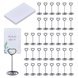 Negro 36Portatarjetas de aleación de zinc con forma de corazón, titulares de notas fotográficas, para material de oficina escolar, 36 piezas de láminas de PVC en blanco, Rectángulo, negro, 40.5x85 mm