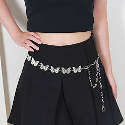 Бабочка Ремни из сплава в этническом стиле для женщин, античное серебро, бабочка, 1090 мм