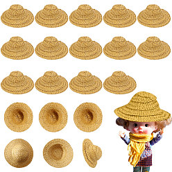 Бледно-Золотистый Миниатюрная бумажная шляпка-имитация соломы для кукольных декоративных аксессуаров, бледно золотарник, 105x30 мм, внутренний диаметр: 49 мм