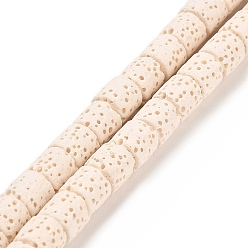 Белый Бусы из натуральной лавы, колонка, окрашенные, белые, 6~6.5x6~6.5 мм, отверстие : 1.4 мм, около 62 шт / нитка, 15.75 дюйм (40 см)