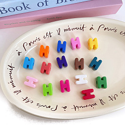 Letter H Непрозрачный акрил европейского бисера, бусины с большим отверстием, разноцветные, Письмо ч, 20.7x16x13.7 мм, отверстие : 6.3 мм, Около 148 шт / 500 г