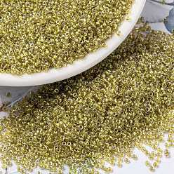 (RR1125) Сверкающий Медово-бежевый Шартрезский на Подкладке Миюки круглые бусины рокайль, японский бисер, (rr 1125) зеленовато-бежевая зеленовато-голубая, 15/0, 1.5 мм, Отверстие : 0.7 мм , около 27777 шт / 50 г