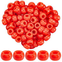 Красный 800шт непрозрачные пластиковые бусины, баррель, красные, 9x6 мм, отверстие : 3.8 мм