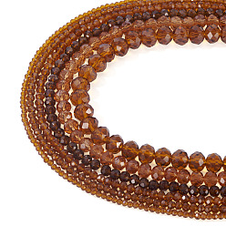 Темно-Золотистый 6 нити 6 стили стеклянные бусины нити, граненые, рондель, темные золотарник, 2.3~8x2~6 мм, отверстие : 0.4~1 мм, около 64~155 шт / нитка, 12.6~16.54 дюйм (32~42 см), 1 прядь / стиль