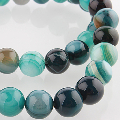 Темный Голубой Природных драгоценных камней агата круглый шарик нити, окрашенные, темные голубые, 8 мм, отверстие : 1 мм, около 49 шт / нитка, 14.96 дюйм