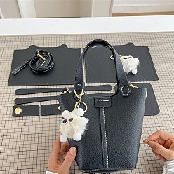 Черный Наборы винтажных сумок-ведров своими руками, включая материалы сумки из искусственной кожи, чёрные, 22x18x12.5 см