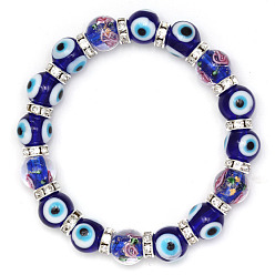 Синий Браслеты-растяжки в технике лэмпворк, злые глаза, синие, внутренний диаметр: 2-3/8 дюйм (6 см)