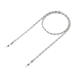 Stainless Steel Color Eyeglasses Chains, Neck Strap for Eyeglasses, with 304 Stainless Steel Coffee Bean Chains, Lobster Claw Clasps and Rubber Loop Ends, Stainless Steel Color,  27.95 inch(71cm)