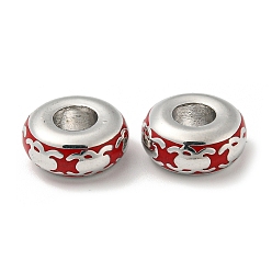Schamottestein Legierung Schmelz europäischen Perlen, Großloch perlen, Platin Farbe, Rondelle mit Spinne, Schamottestein, 13x5.5 mm, Bohrung: 5 mm
