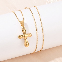 Настоящее золото 18K 304 ожерелья с кулоном в виде креста из нержавеющей стали для женщин, ионное покрытие (ip), реальный 18 k позолоченный, 17.99 дюйм (45.7 см)