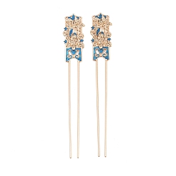 Light Gold Alloy Enamel Hair Fork Findings, Flower, for DIY Jewelry Accessories, Light Gold, 195x29x3mm, Tray Size: 3mm