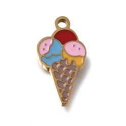 Ice Cream 304 нержавеющей стальной эмали подвески, ионное покрытие (ip), золотые, мороженое прелести, 16x8.5x1.4 мм, отверстие : 1.4 мм