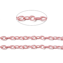 Pink Handmade Nylon Cable Chains Loop, Oval, Pink, 8~9x11~13x2mm, about 85cm/strand, 33.5 inch