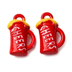 Красный Подвески из сплава краски для выпечки, пивные бокалы, красные, 17.5x11.5x6 мм, отверстие : 1.6 мм