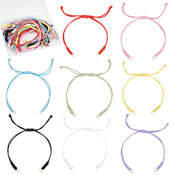 (52) Непрозрачная лаванда 24шт 8 цвета вощеный полиэстер шнур браслеты изготовление, с 304 кольцами из нержавеющей стали, разноцветные, 10-5/8 дюйм (27 см), 3 шт / стиль