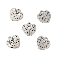 Нержавеющая Сталь Цвет Не тускнеющие 201 подвески из нержавеющей стали, сердце, цвет нержавеющей стали, 9.5x9.5x1 мм, отверстие : 1.4 мм